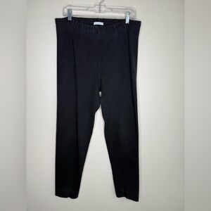Joan Vass Pull On Black Straight Leg Pants Elastic Waistband Size 8/10